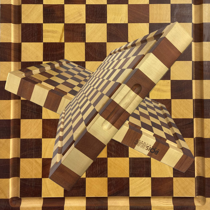 Checker Pattern - Alaskan Yellow Cedar & Honduras Mahogany - End Grain - Reversible 24"L x 18"W x 2.25"T Cutting/Carving/Chopping/Serving Board