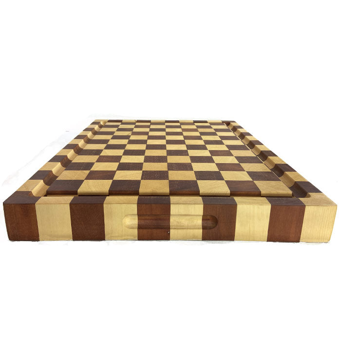 Checker Pattern - Alaskan Yellow Cedar & Honduras Mahogany - End Grain - Reversible 24"L x 18"W x 2.25"T Cutting/Carving/Chopping/Serving Board