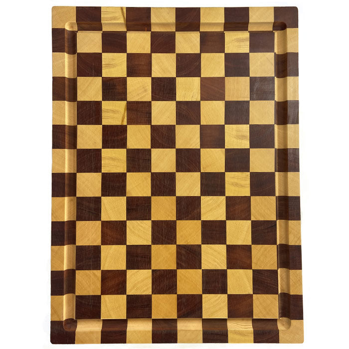Checker Pattern - Alaskan Yellow Cedar & Honduras Mahogany - End Grain - Reversible 24"L x 18"W x 2.25"T Cutting/Carving/Chopping/Serving Board