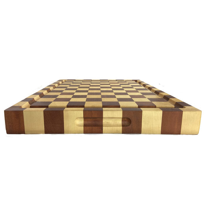 Checker Pattern - Alaskan Yellow Cedar & Honduras Mahogany - End Grain - Reversible 24"L x 18"W x 2.25"T Cutting/Carving/Chopping/Serving Board